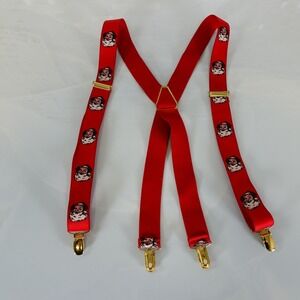 Suspender Mens Red Clip On Adjustable Stretch Santa Claus X Back WEST GERMANY